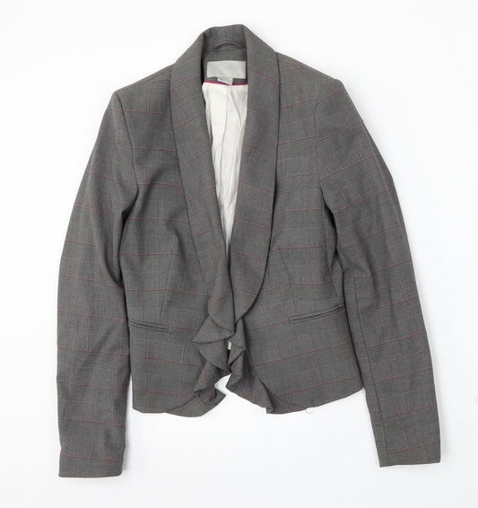H&M Womens Grey Plaid Polyester Jacket Suit Size 8