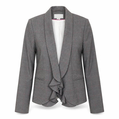 H&M Womens Grey Plaid Polyester Jacket Suit Size 8