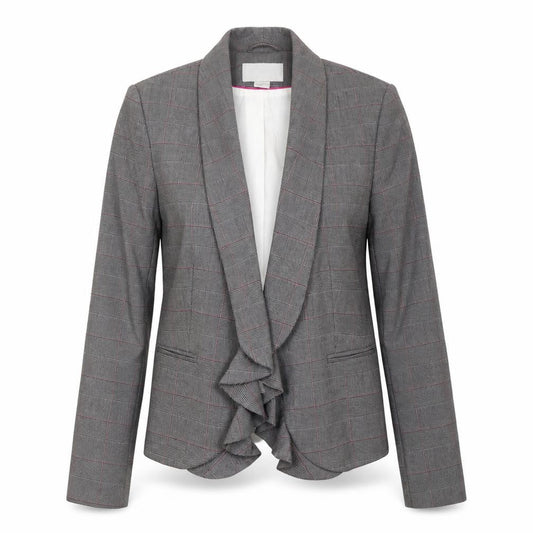 H&M Womens Grey Plaid Polyester Jacket Suit Size 8