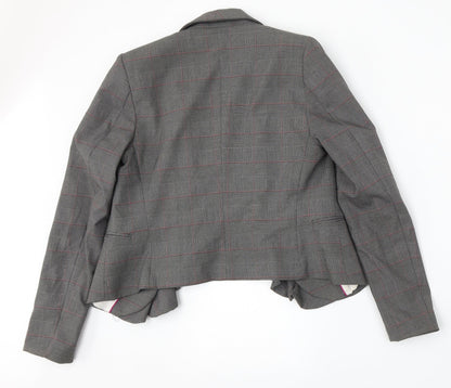 H&M Womens Grey Plaid Polyester Jacket Suit Size 8