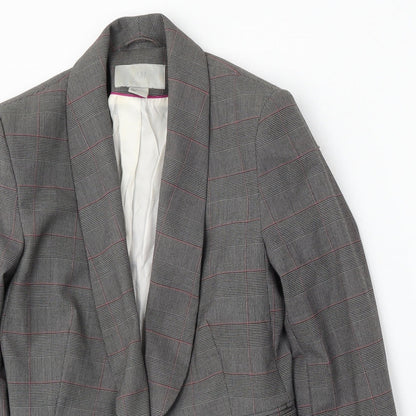 H&M Womens Grey Plaid Polyester Jacket Suit Size 8