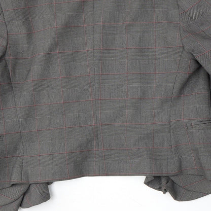 H&M Womens Grey Plaid Polyester Jacket Suit Size 8