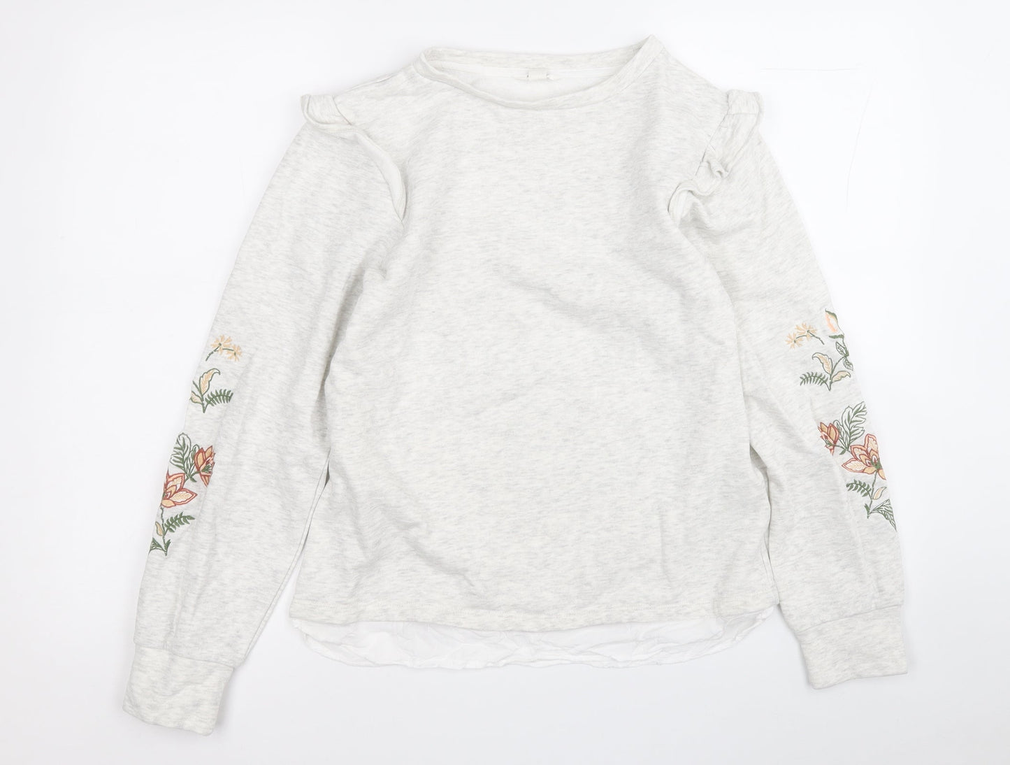 Springfield Womens Grey Round Neck  Cotton Henley Jumper Size S