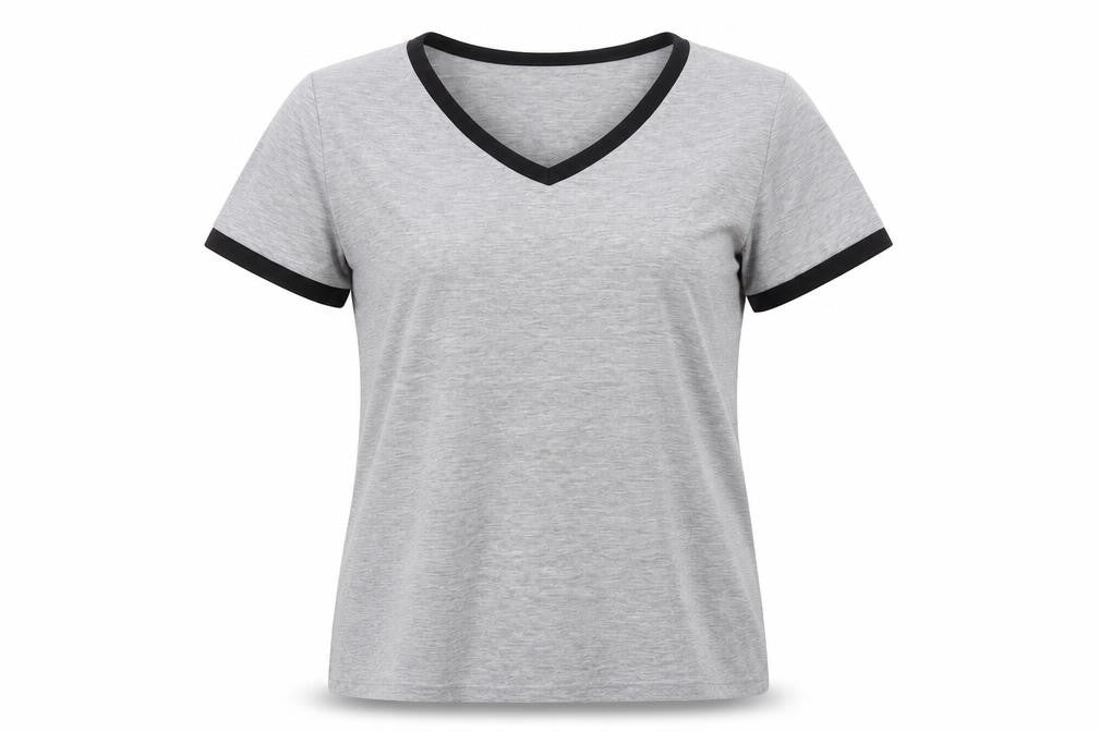 vlazom Womens Grey  Cotton Basic T-Shirt Size L Round Neck