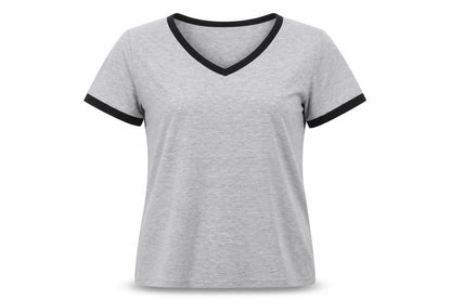 vlazom Womens Grey  Cotton Basic T-Shirt Size L Round Neck