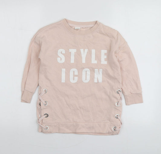 NEXT Girls Pink  Cotton Pullover Hoodie Size 8 Years