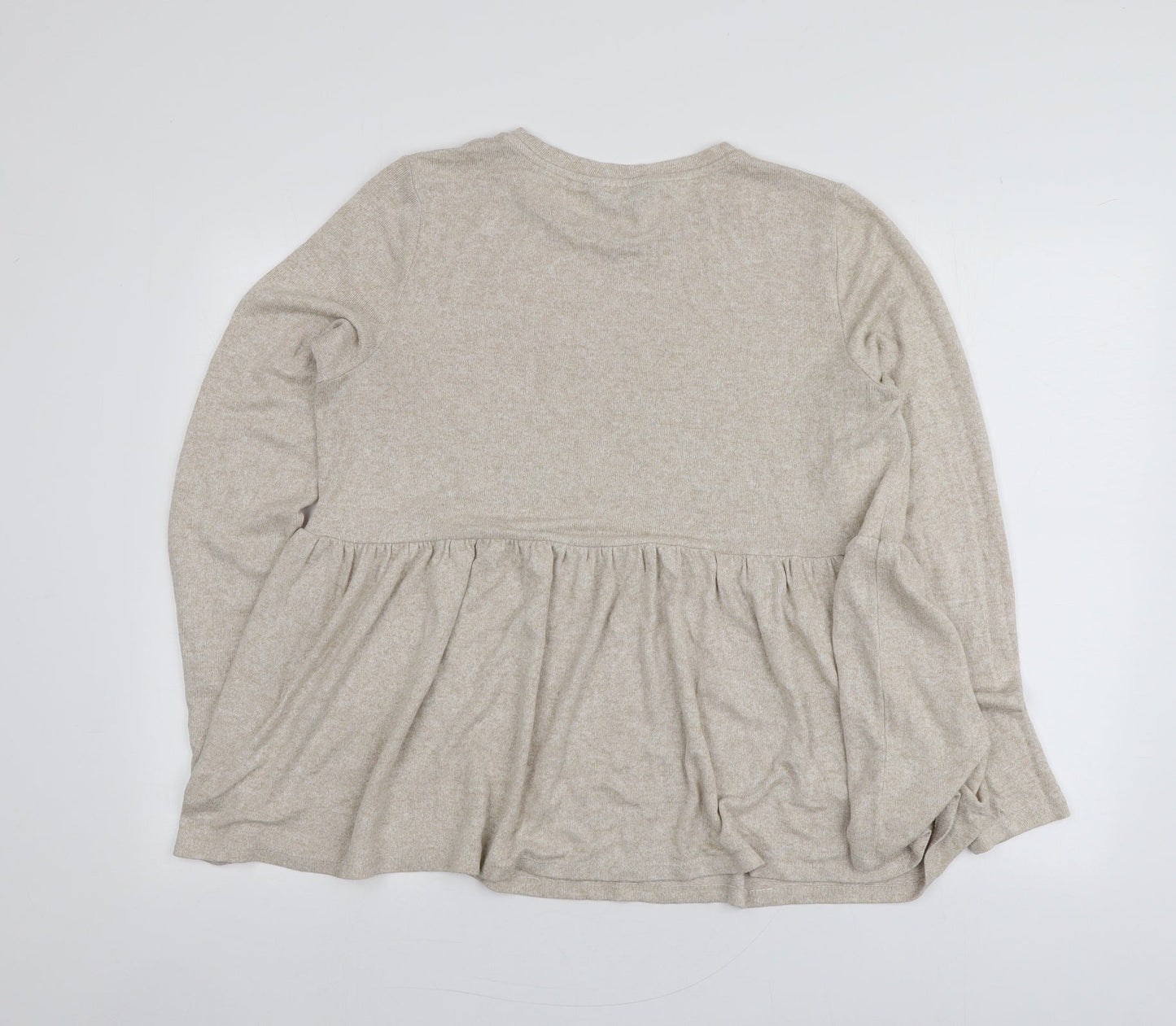 F&F Womens Beige Round Neck  Viscose Pullover Jumper Size 14