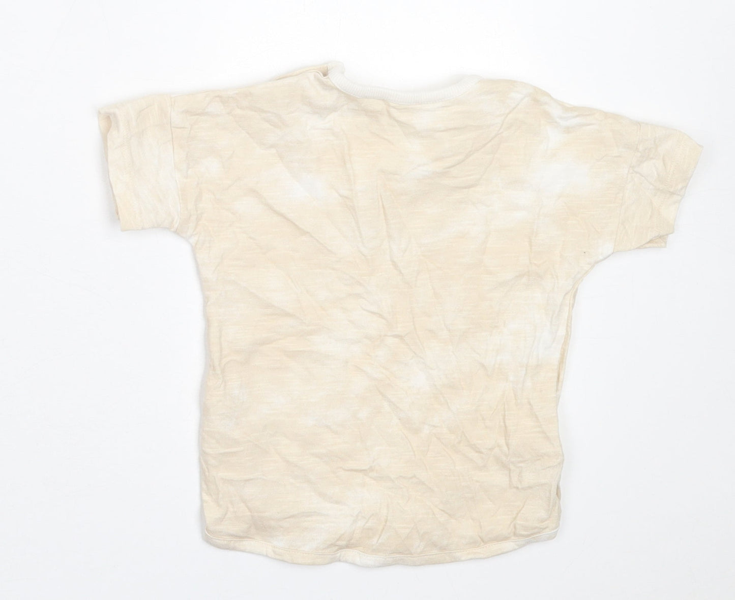 George Boys Beige  Cotton Basic T-Shirt Size 9-12 Months Crew Neck Button