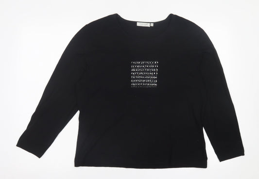 Signature  Womens Black  Viscose Basic T-Shirt Size XL Crew Neck