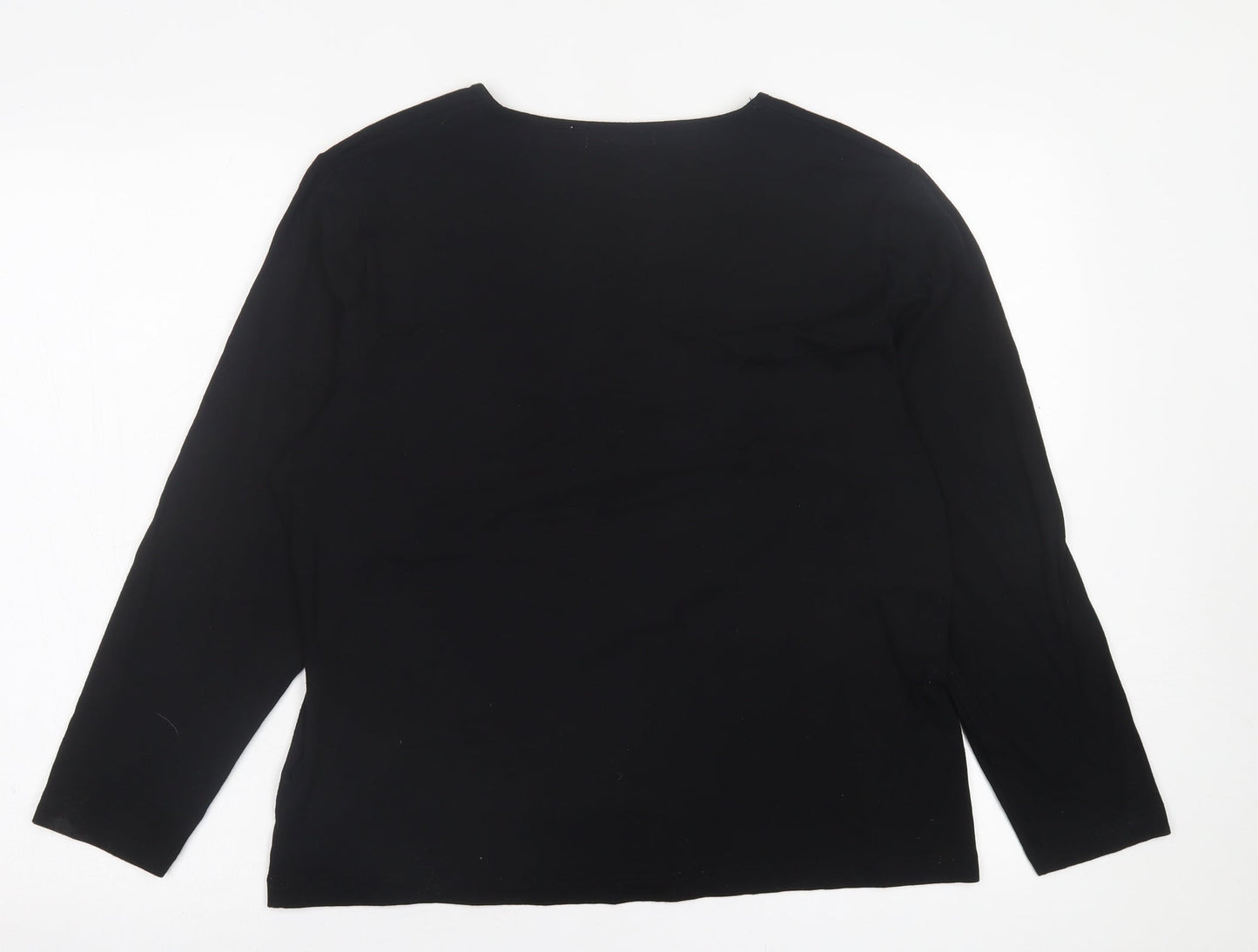 Signature  Womens Black  Viscose Basic T-Shirt Size XL Crew Neck
