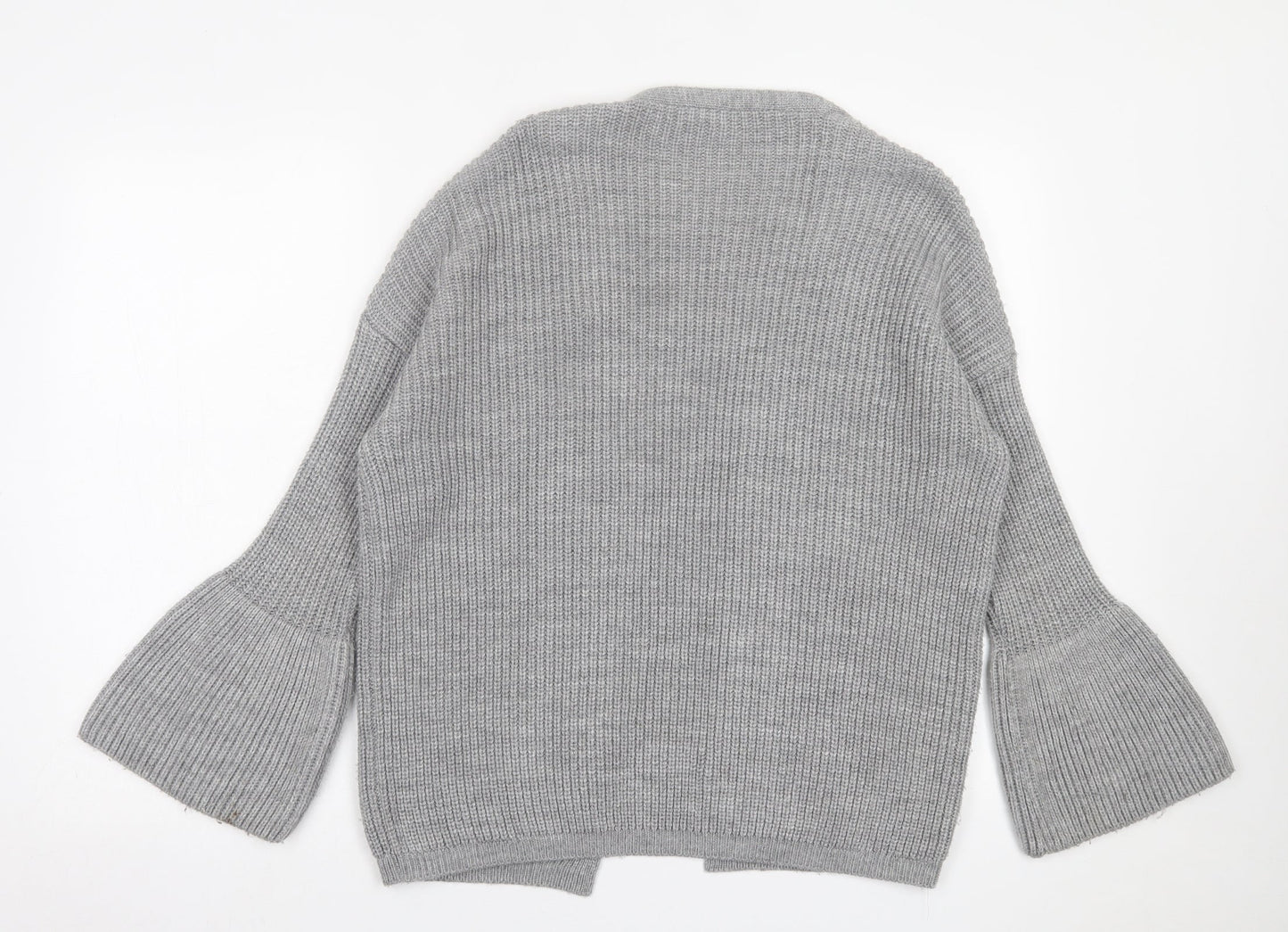 Miss Selfridge Womens Grey V-Neck  Acrylic Cardigan Jumper Size 8