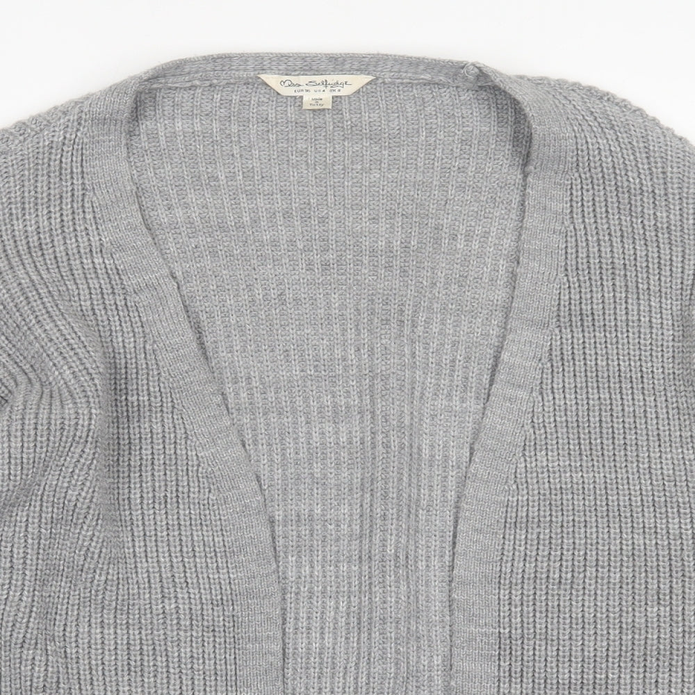 Miss Selfridge Womens Grey V-Neck  Acrylic Cardigan Jumper Size 8