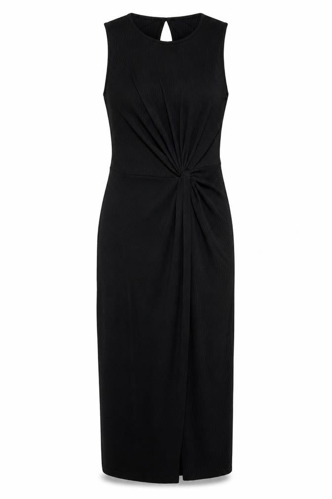 Oasis Womens Black  Polyester Bodycon  Size S  Crew Neck Button