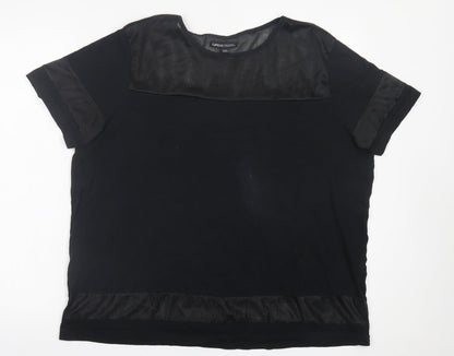 Preloved Capsule Womens Black  Cotton Basic T-Shirt Size 20 Crew Neck - Front