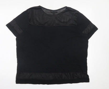Preloved Capsule Womens Black  Cotton Basic T-Shirt Size 20 Crew Neck - Back