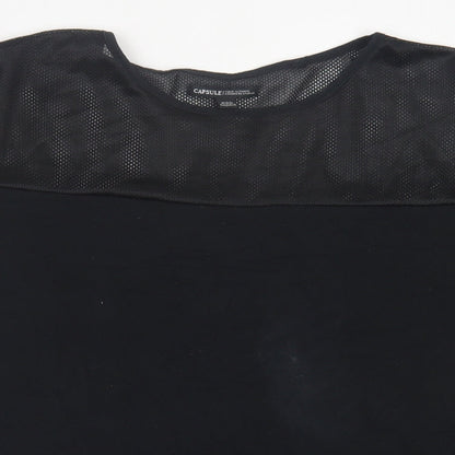 Preloved Capsule Womens Black  Cotton Basic T-Shirt Size 20 Crew Neck - Detail
