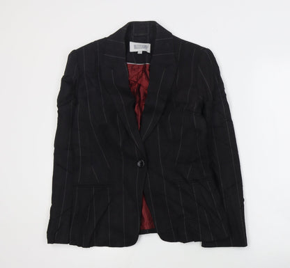Next  Womens Black Striped Wool Jacket Suit Jacket Size 10