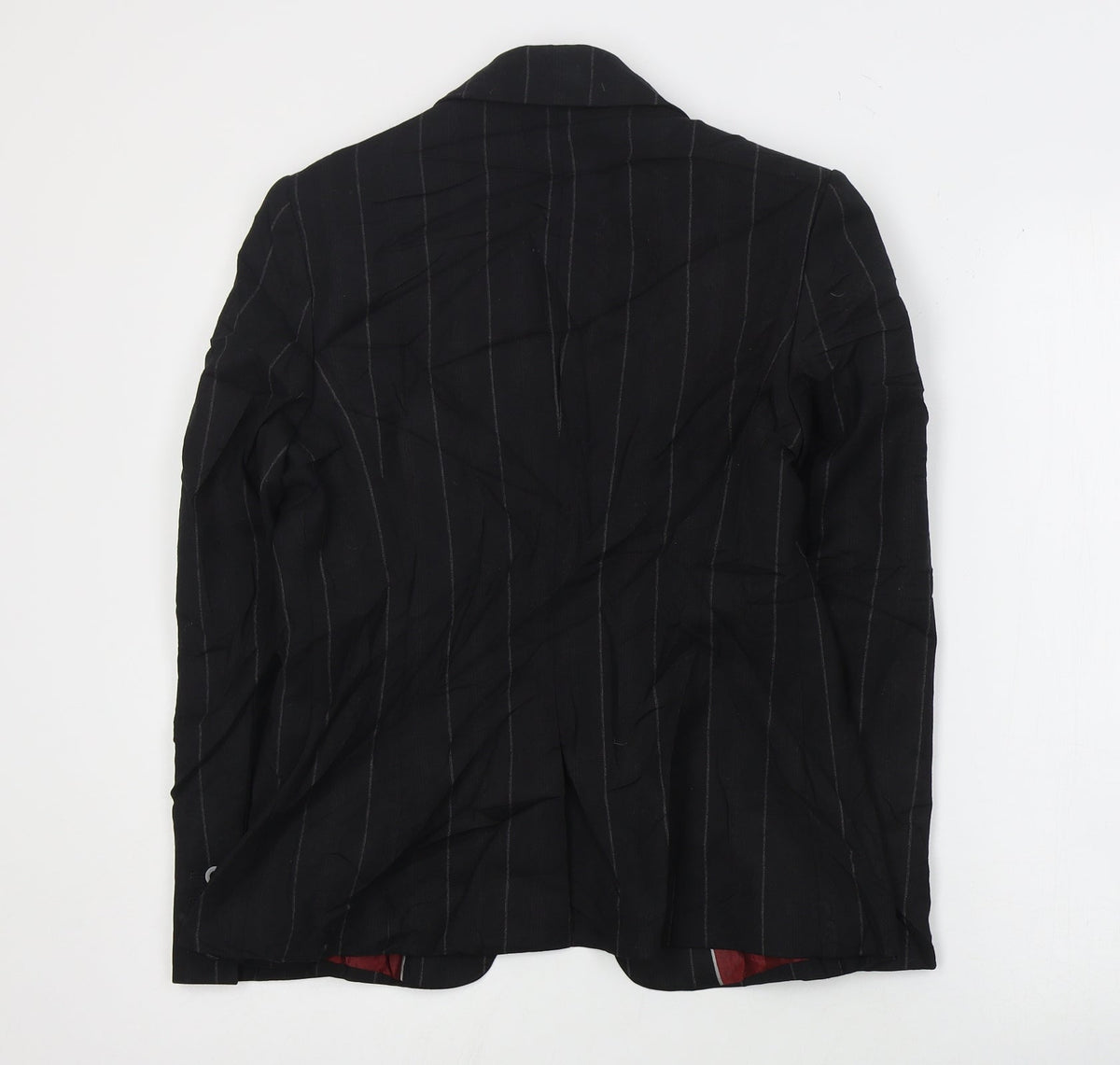 Next  Womens Black Striped Wool Jacket Suit Jacket Size 10