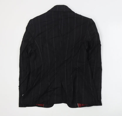 Next  Womens Black Striped Wool Jacket Suit Jacket Size 10