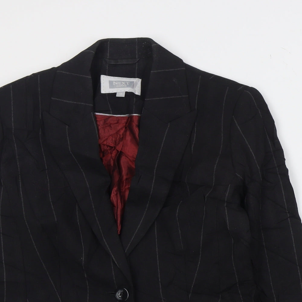 Next  Womens Black Striped Wool Jacket Suit Jacket Size 10