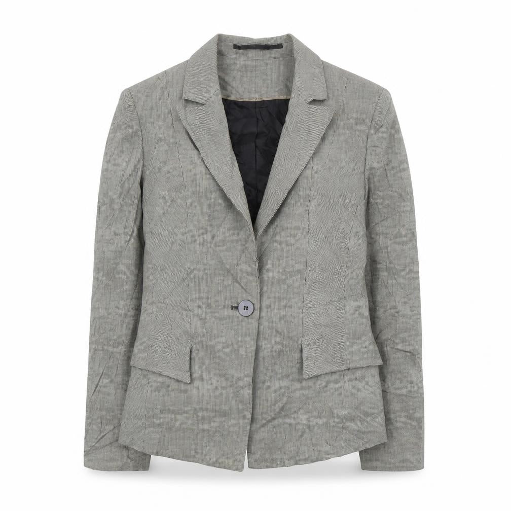NEXT Womens Black Houndstooth Polyester Jacket Suit Jacket Size 12