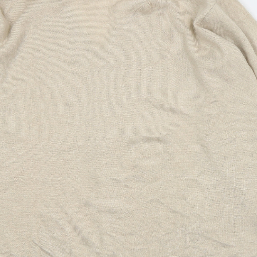 EWM Womens Beige V-Neck  Acrylic Cardigan Jumper Size L