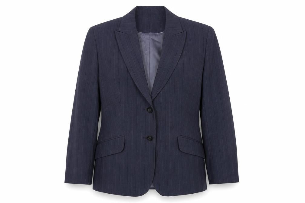 Next Womens Blue Striped Polyester Jacket Suit Jacket Size 10