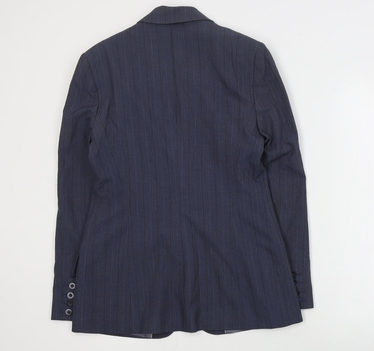 Next Womens Blue Striped Polyester Jacket Suit Jacket Size 10