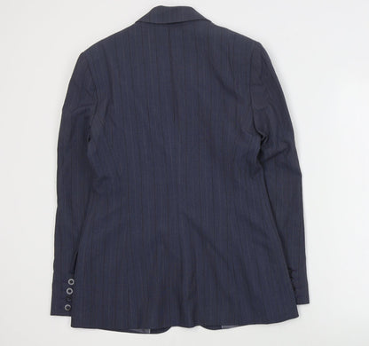 Next Womens Blue Striped Polyester Jacket Suit Jacket Size 10