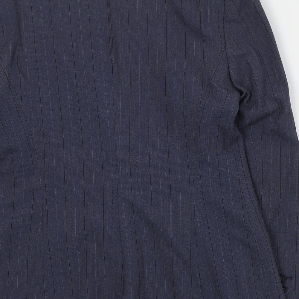 Next Womens Blue Striped Polyester Jacket Suit Jacket Size 10