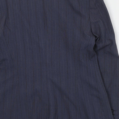 Next Womens Blue Striped Polyester Jacket Suit Jacket Size 10