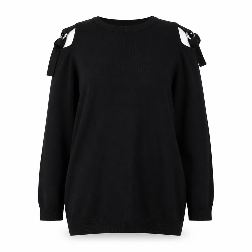 Anthology Womens Black Round Neck  Cotton Pullover Jumper Size 12