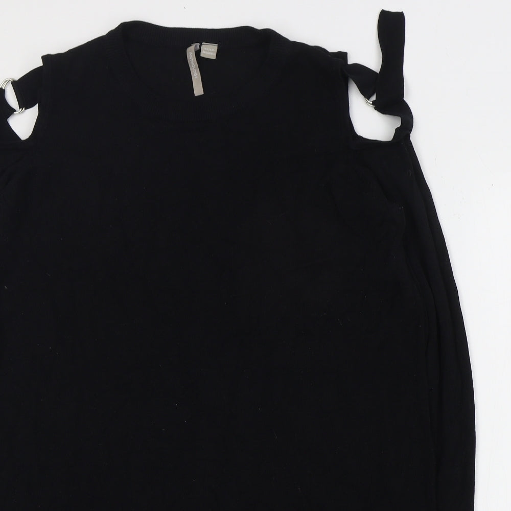 Anthology Womens Black Round Neck  Cotton Pullover Jumper Size 12