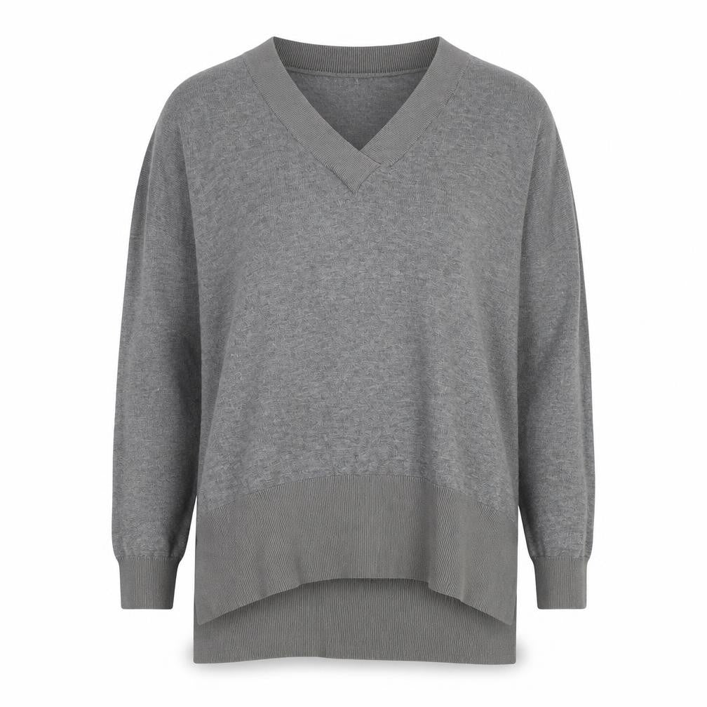 Topshop Womens Grey V-Neck  Polyester Henley Jumper Size 8