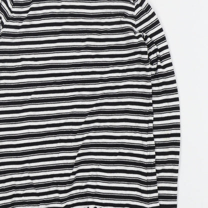 Marks & Spencer Womens Black High Neck Striped Cotton Pullover Jumper Size 12