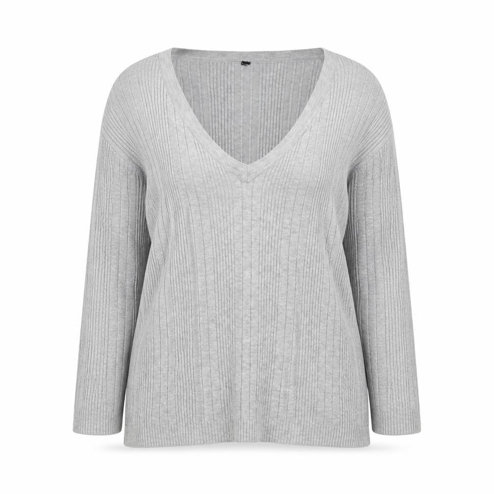 Bay Womens Grey V-Neck  Viscose Pullover Jumper Size 16