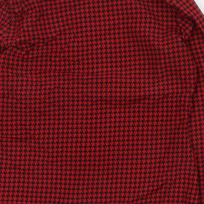St Michael Womens Red Houndstooth Polyester Basic Blouse Size 8 Round Neck