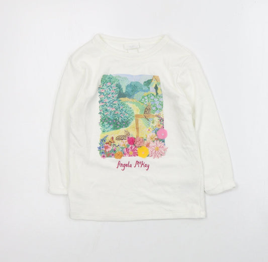 H&M Girls Ivory  Cotton Pullover Sweatshirt Size 3-4 Years  Pullover