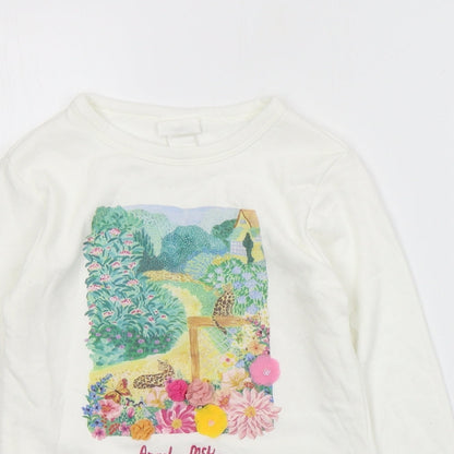 H&M Girls Ivory  Cotton Pullover Sweatshirt Size 3-4 Years  Pullover