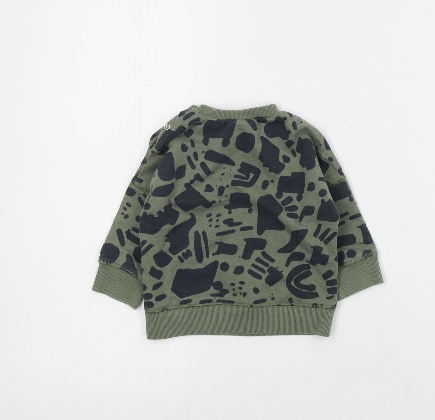NEXT Baby Green Geometric Cotton Pullover Jumper Size 6-9 Months  Snap