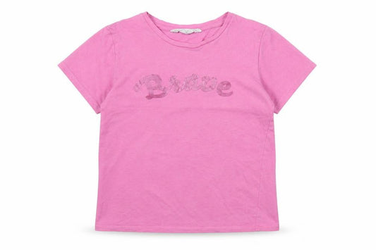 H&M Girls Pink  Cotton Basic T-Shirt Size 7-8 Years Crew Neck Pullover - Slogan