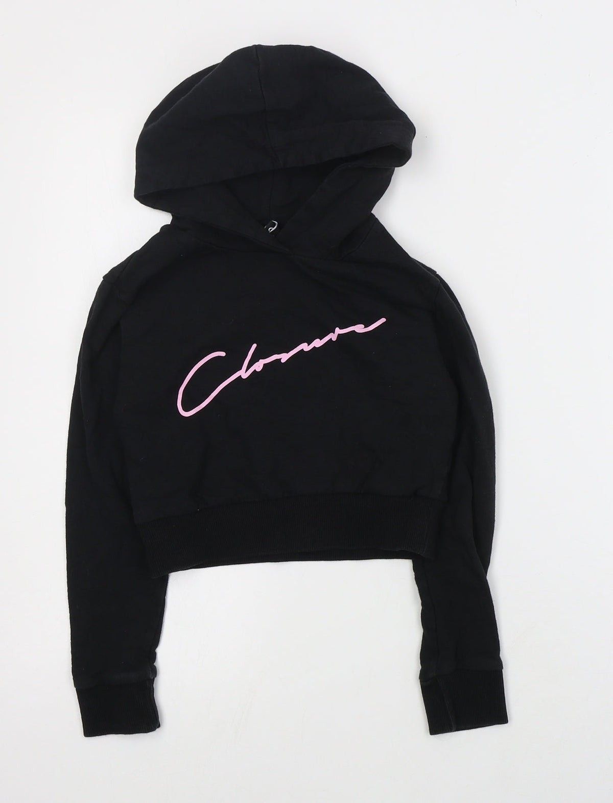Closure Girls Black  Cotton Pullover Hoodie Size 8 Years  Pullover - Cropped