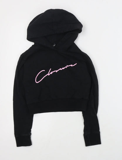 Closure Girls Black  Cotton Pullover Hoodie Size 8 Years  Pullover - Cropped