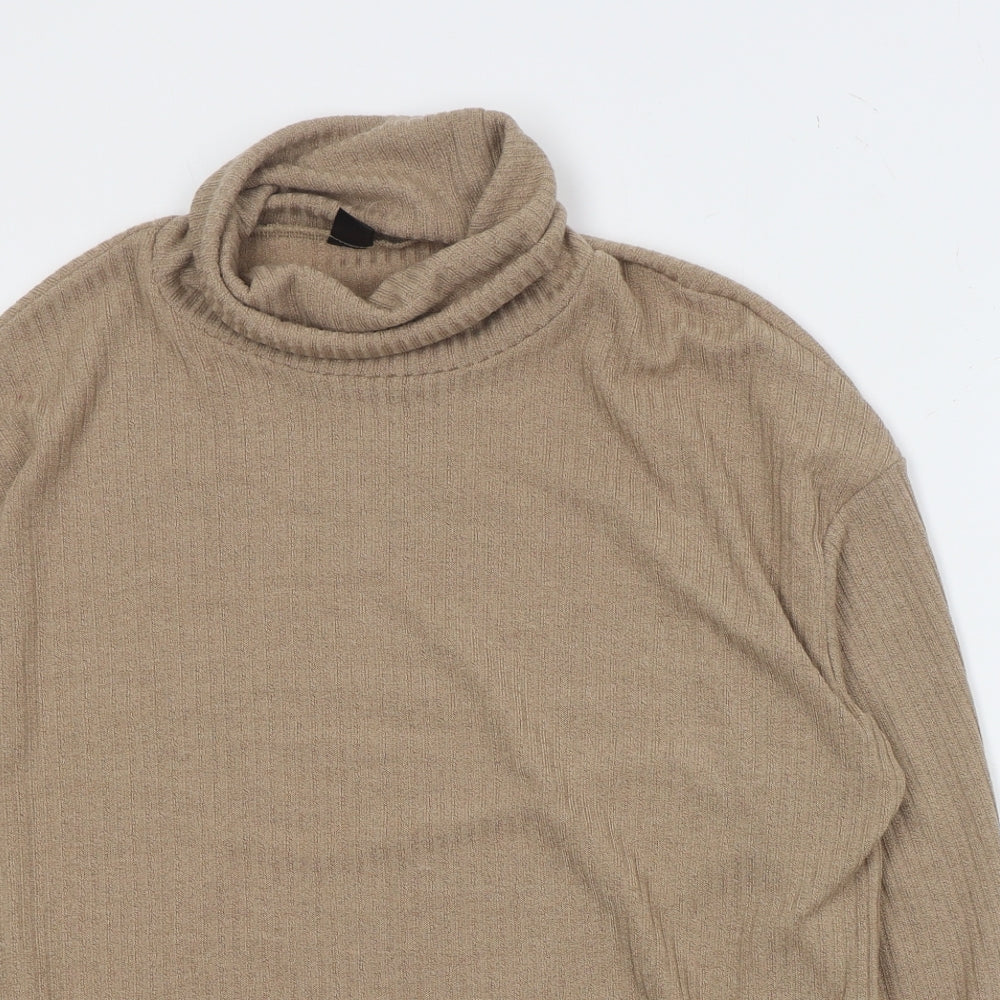SheIn Womens Brown Roll Neck  Polyester Pullover Jumper Size L