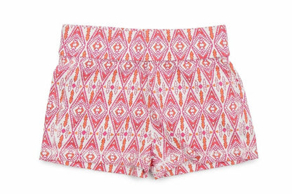 Dunnes Girls Red Geometric Cotton Hot Pants Shorts Size 5 Years  Regular
