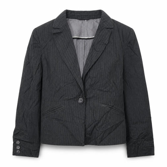 Debenhams Womens Grey Striped  Jacket Blazer Size 12  Button