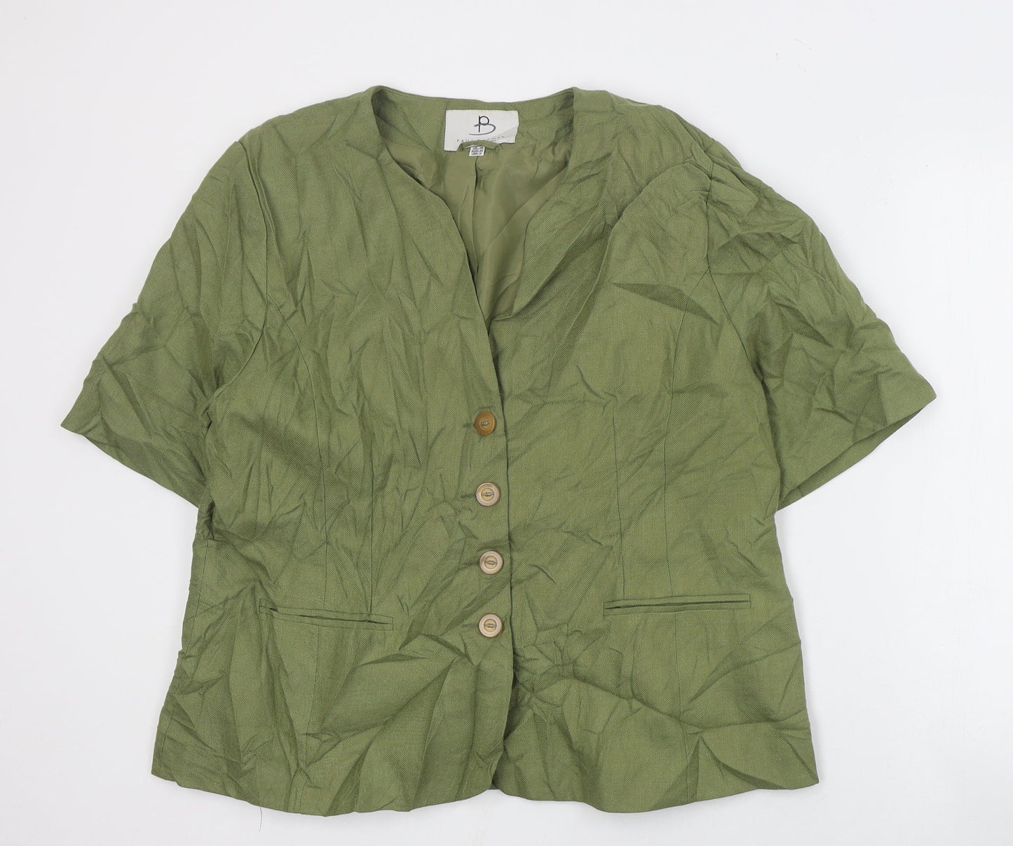 Paul Berman Womens Green  Polyester Basic Blouse Size 18 Round Neck