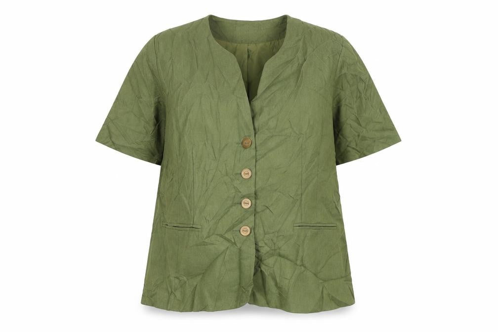 Paul Berman Womens Green  Polyester Basic Blouse Size 18 Round Neck