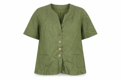 Paul Berman Womens Green  Polyester Basic Blouse Size 18 Round Neck