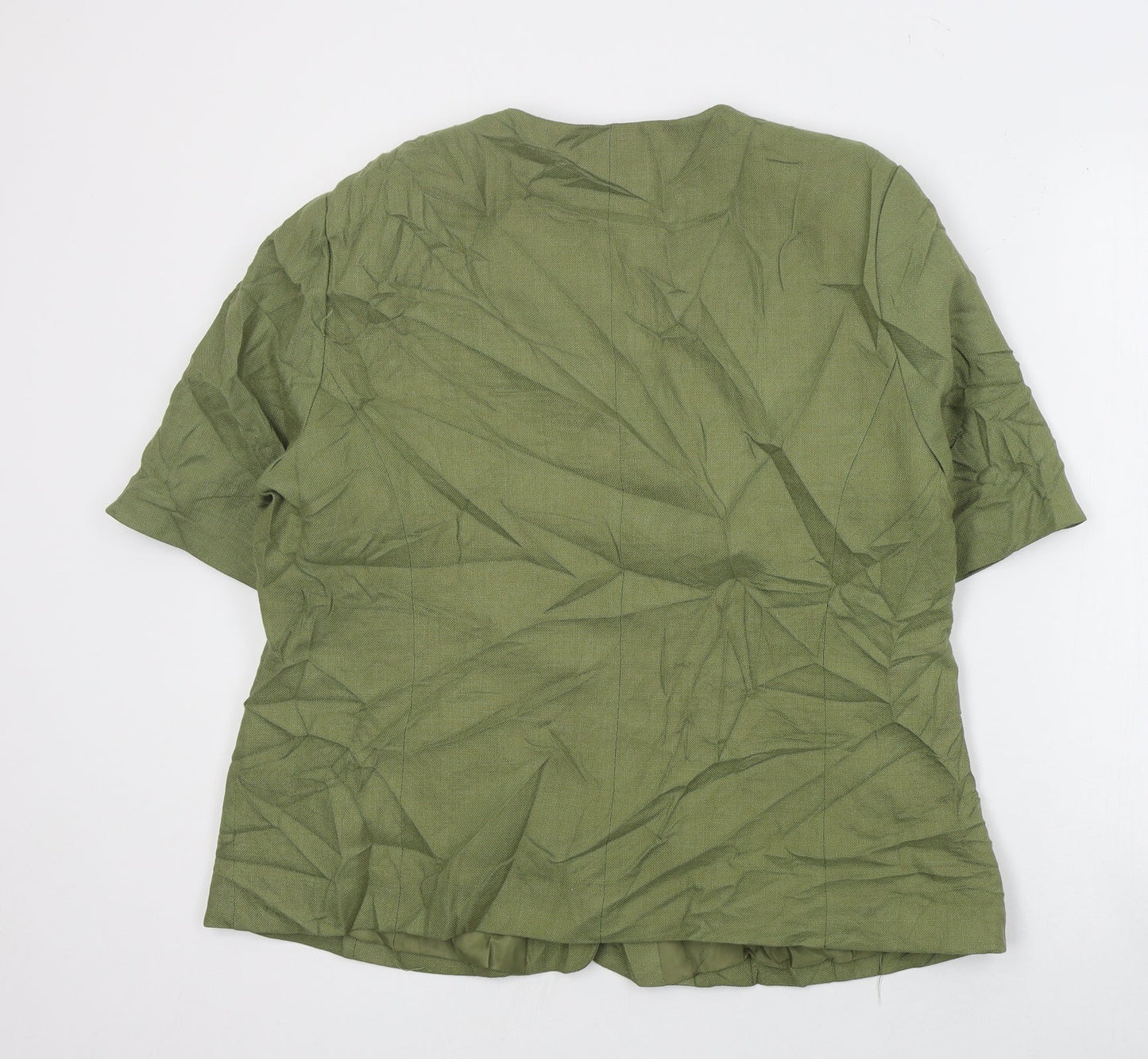 Paul Berman Womens Green  Polyester Basic Blouse Size 18 Round Neck